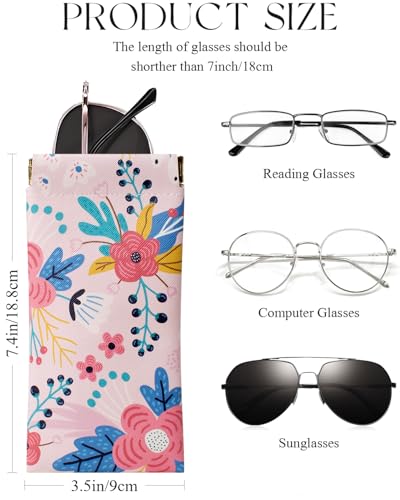 First-zgel 4 Pack Squeeze Top Sunglass Case with Cleaning Cloth, Soft Leather Eyeglass Case Portable Sunglasses Pouch - Image 2