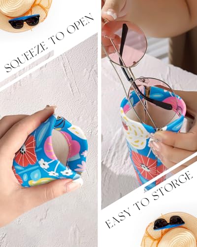 First-zgel 4 Pack Squeeze Top Sunglass Case with Cleaning Cloth, Soft Leather Eyeglass Case Portable Sunglasses Pouch - Image 3