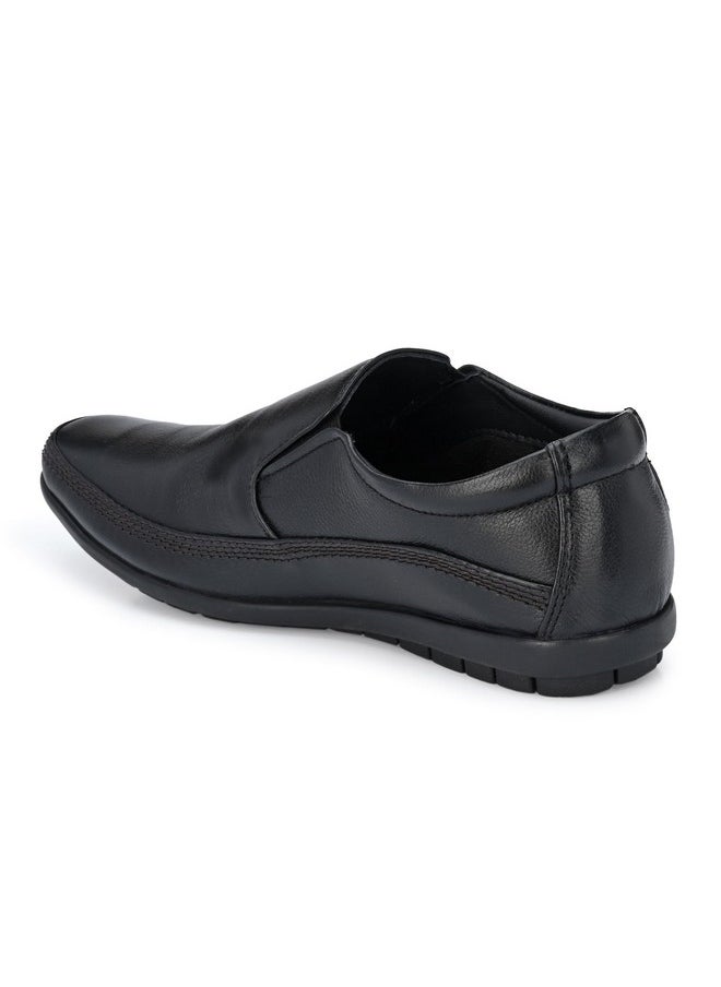 Egoss - egoss Stretch Premium Genuine Leather Slip On Formal Shoes for Men (Black-7)-GS-345 - Image 1