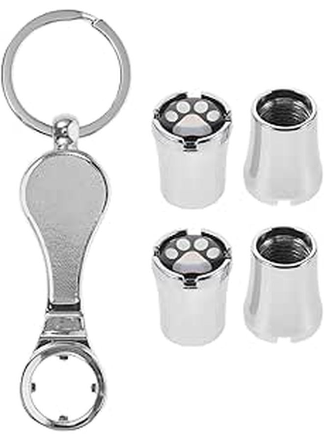 Zinc Alloy Tire Valve Stem Caps Anti Theft Air Caps Silver Cartoon Footprint Design - Image 1