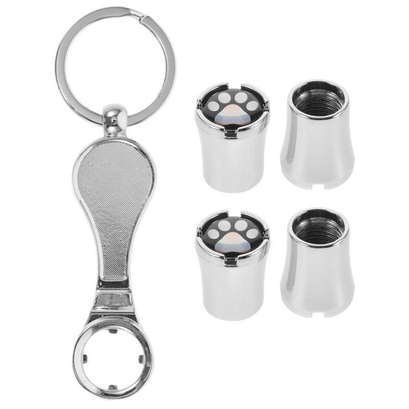 Zinc Alloy Tire Valve Stem Caps Anti Theft Air Caps Silver Cartoon Footprint Design - Image 2