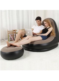 LIXES Inflatable Air Chair with Footrest Stool – Comfortable Furniture Set (Brown)  - Image 3