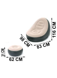 LIXES Inflatable Air Chair with Footrest Stool – Comfortable Furniture Set (Brown)  - Image 2