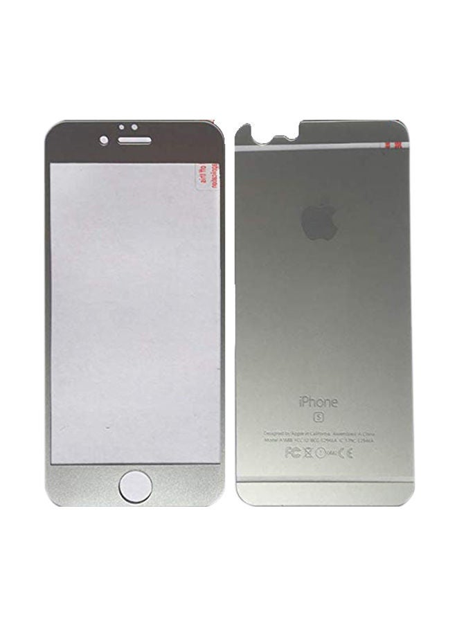 NIBEMINENT Front And Back Plating Tempered Glass For Apple iPhone 6S Silver/Clear