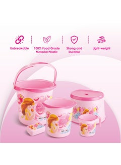 NAYASA Nayasa Kids Bathroom Set DLX- 5 Pcs Set (Bucket, Mug, Stool, Soapcase, Dustbin Without Lid) Plastic Bathroom Set, Ideal for Home & Kitchen, Pink  - Image 5