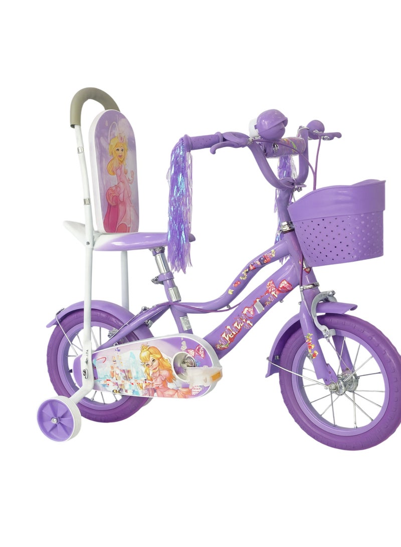 Rally Girls’ 12-Inch Kids’ Bicycle – Purple Bike with Training Wheels and Front Basket – Safe and Stable Bicycle for Learning to Ride - Image 1
