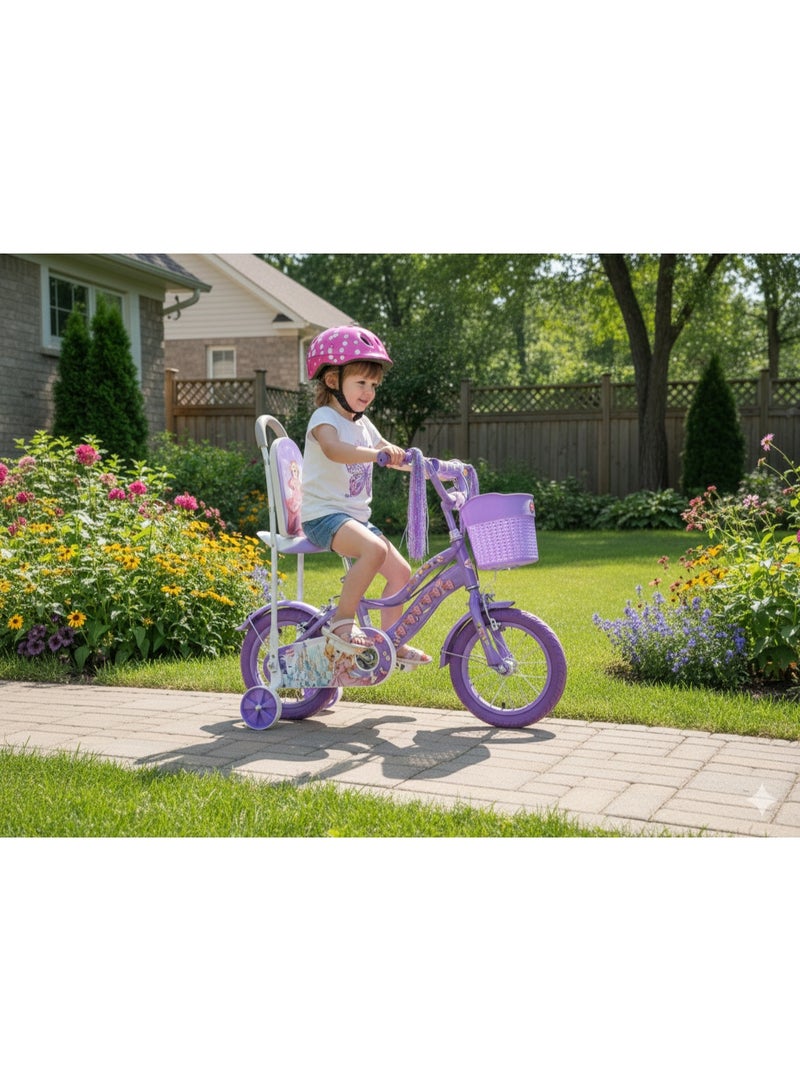Rally Girls’ 12-Inch Kids’ Bicycle – Purple Bike with Training Wheels and Front Basket – Safe and Stable Bicycle for Learning to Ride - Image 2