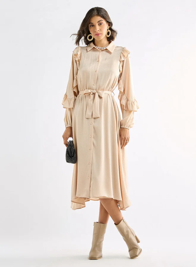 Splash FAV Ruffled Shirred Midi Dress