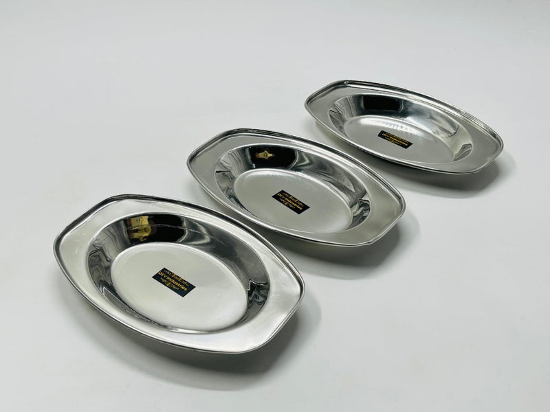 DEV INDUSTRIES Stainless Steel Serving Plate | Oval Plate | Subzi Plate | Rice Plate| Dahi Plate | Chat Plate (Size - 20cm * 13.5cm * 3cm, Pack of 6) - Image 4