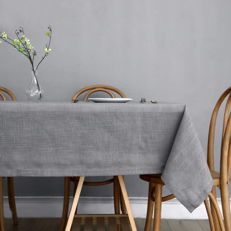 maxmill ماكس ميل لكس غطاء طاولة من الكتان الصناعي مع نسيج خشن مقاوم للتجاعيد ومضاد للانكماش غطاء طاولة ناعم لمطبخ طاولة الطعام للمناسبات الحفلات العشاء مستطيل 52 × 70 بوصة رمادي محايد - Image 2