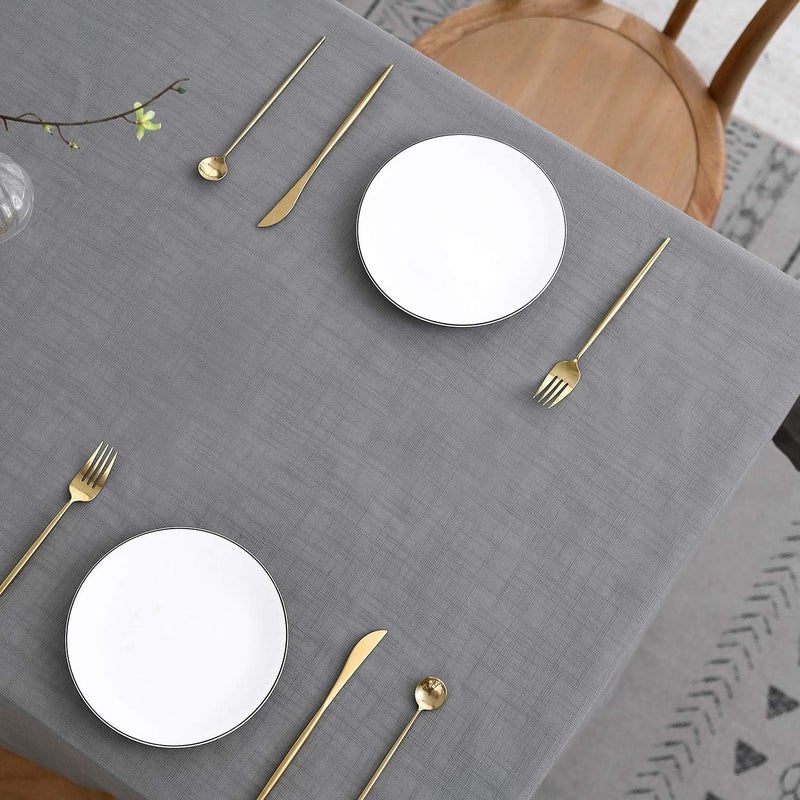 maxmill ماكس ميل لكس غطاء طاولة من الكتان الصناعي مع نسيج خشن مقاوم للتجاعيد ومضاد للانكماش غطاء طاولة ناعم لمطبخ طاولة الطعام للمناسبات الحفلات العشاء مستطيل 52 × 70 بوصة رمادي محايد - Image 3