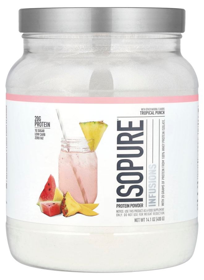 Isopure Infusions Protein Powder Tropical Punch 14.1 oz (400 g) 