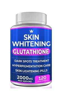 Glutathione Whitening Pills 120 Capsules 2000mg Effective Skin Lightening Supplement Dark Spots, Melasma & Acne Scar Remover, Hyperpigmentation Treatment Anti-Aging Antioxidant