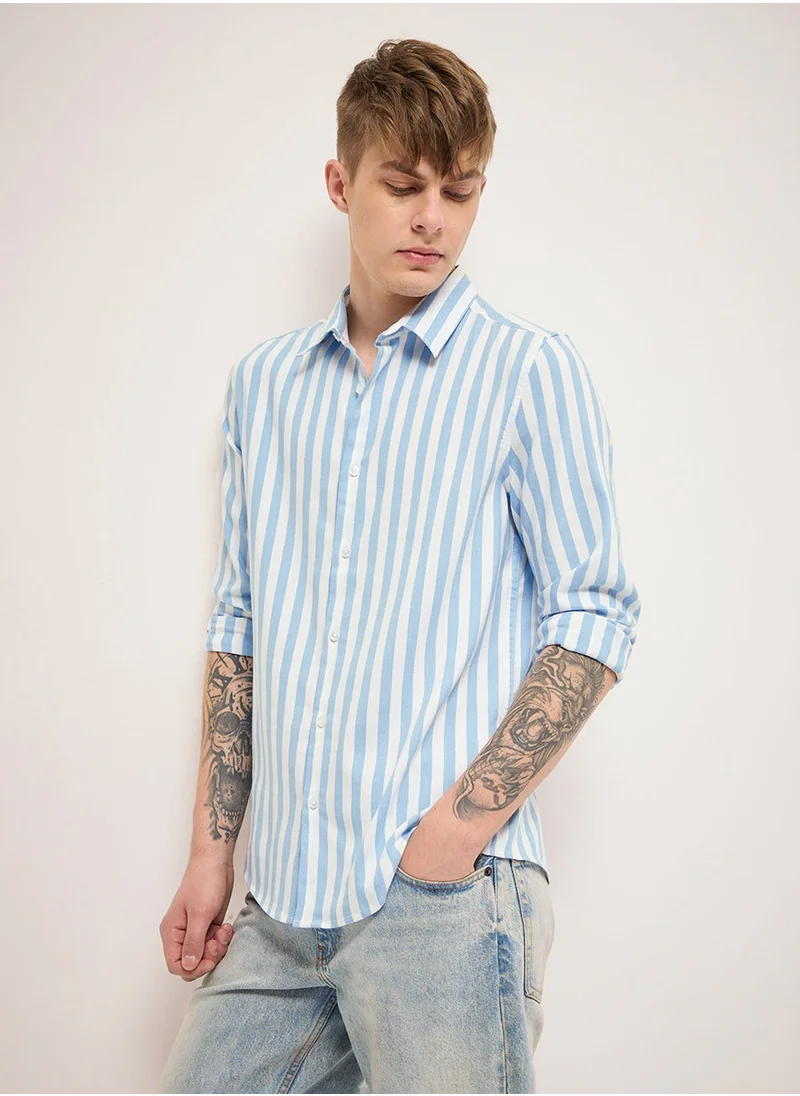 THE BEAR HOUSE Cotton Shirt for Men | Slim Fit, Long Sleeve, Casual or Formal Button-Down | Soft, Breathable Fabric for Work, Everyday, & All-Season Wear in Stylish