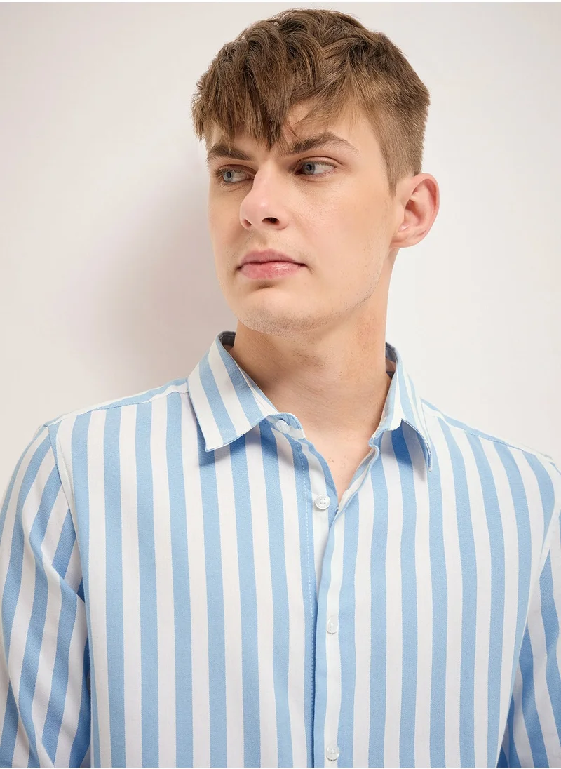 THE BEAR HOUSE Cotton Shirt for Men | Slim Fit, Long Sleeve, Casual or Formal Button-Down | Soft, Breathable Fabric for Work, Everyday, & All-Season Wear in Stylish