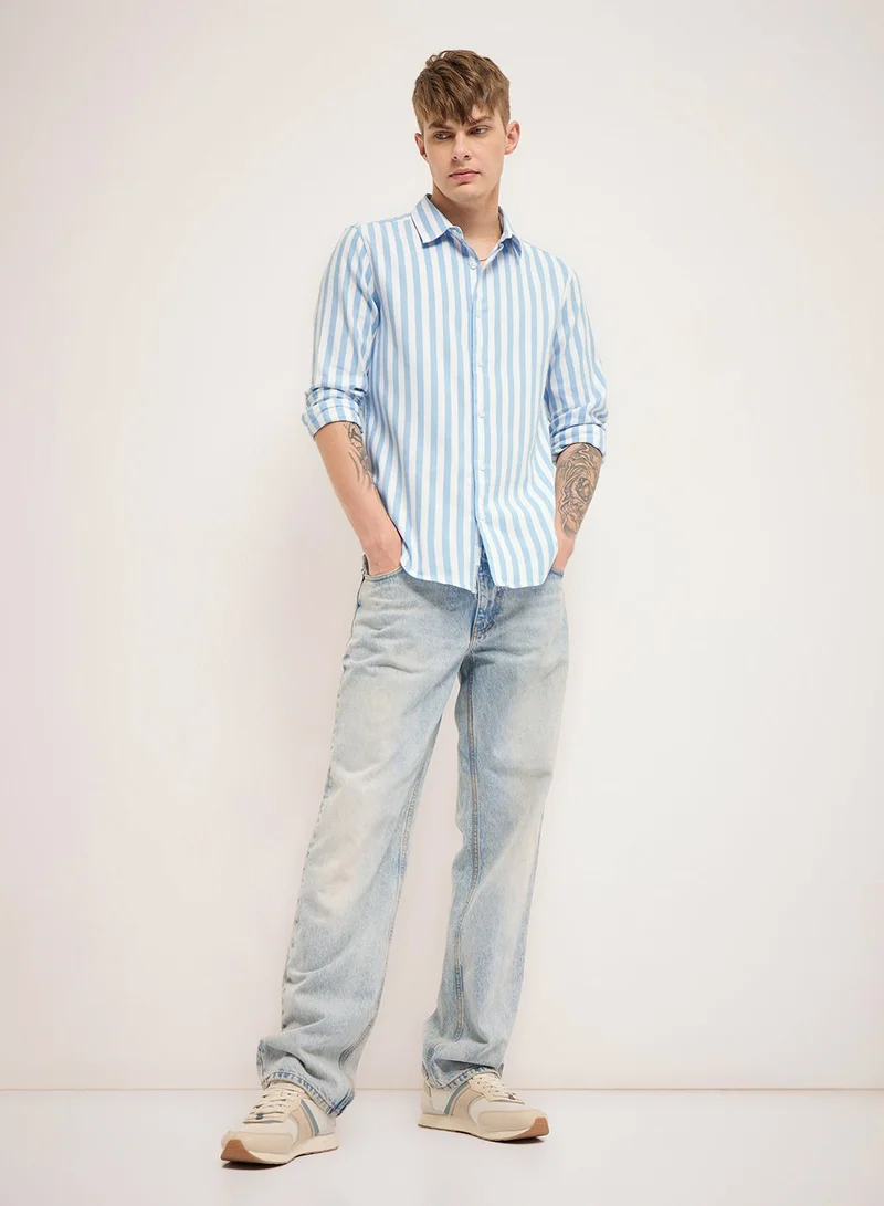 THE BEAR HOUSE Cotton Shirt for Men | Slim Fit, Long Sleeve, Casual or Formal Button-Down | Soft, Breathable Fabric for Work, Everyday, & All-Season Wear in Stylish
