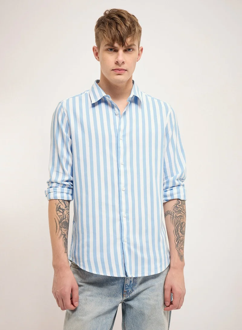 THE BEAR HOUSE Cotton Shirt for Men | Slim Fit, Long Sleeve, Casual or Formal Button-Down | Soft, Breathable Fabric for Work, Everyday, & All-Season Wear in Stylish