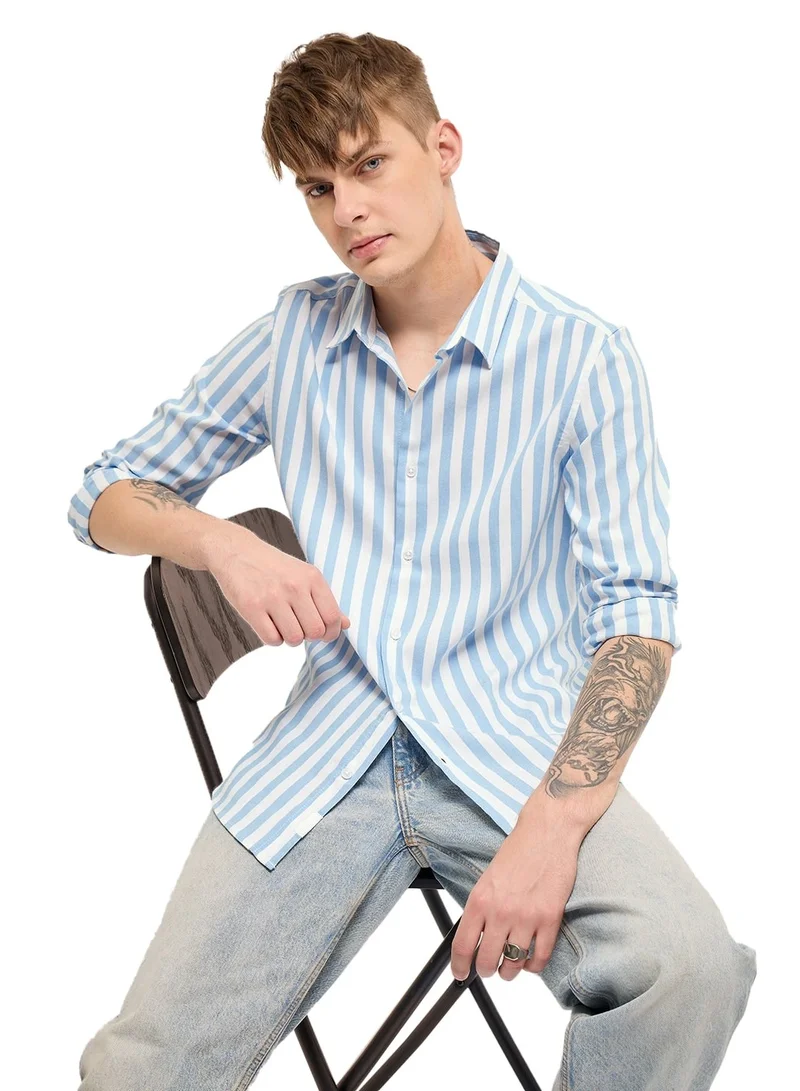 THE BEAR HOUSE Cotton Shirt for Men | Slim Fit, Long Sleeve, Casual or Formal Button-Down | Soft, Breathable Fabric for Work, Everyday, & All-Season Wear in Stylish