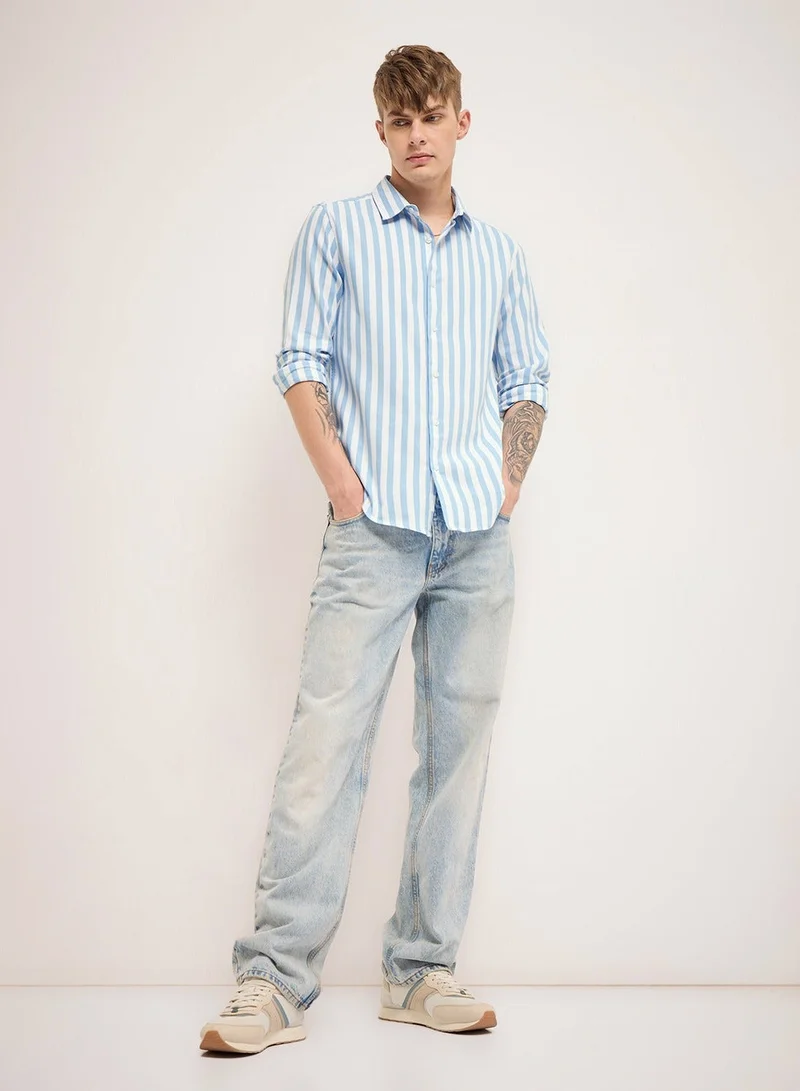 THE BEAR HOUSE  Cotton Shirt for Men | Slim Fit, Long Sleeve, Casual or Formal Button-Down | Soft, Breathable Fabric for Work, Everyday, & All-Season Wear in Stylish for Men | Best Price UAE