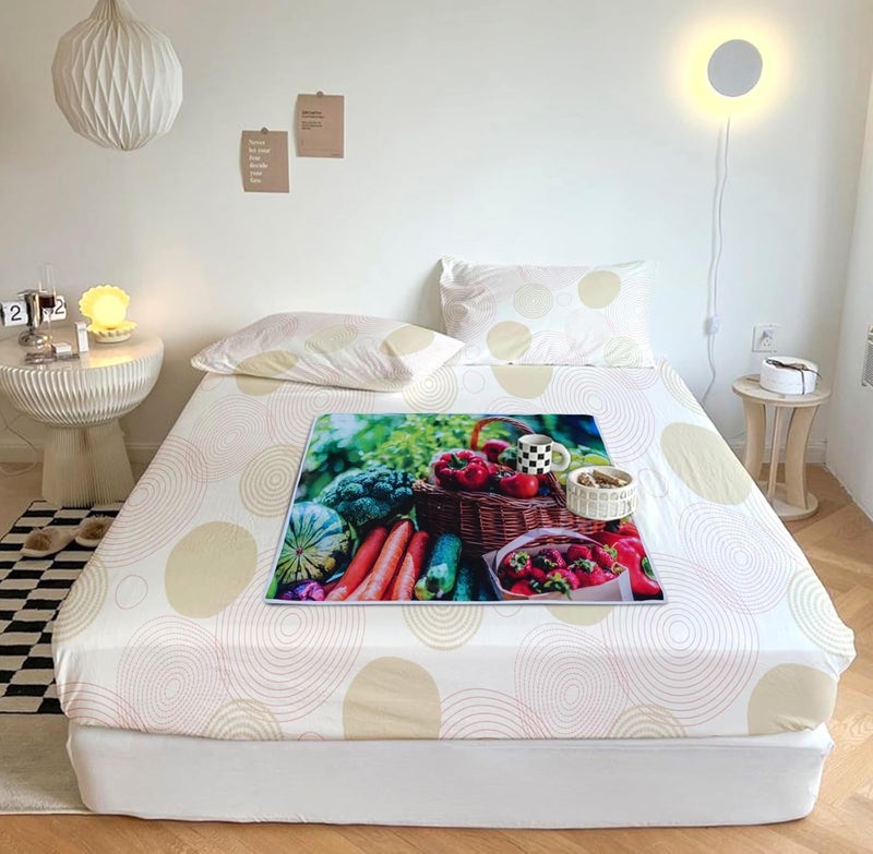 AAZEEM Waterproof Bed Server | Food Mat | Bedsheet Protector | Non - Reversible in 3D Printed with Laminated Nonwoven Back | (Blue) - Image 1