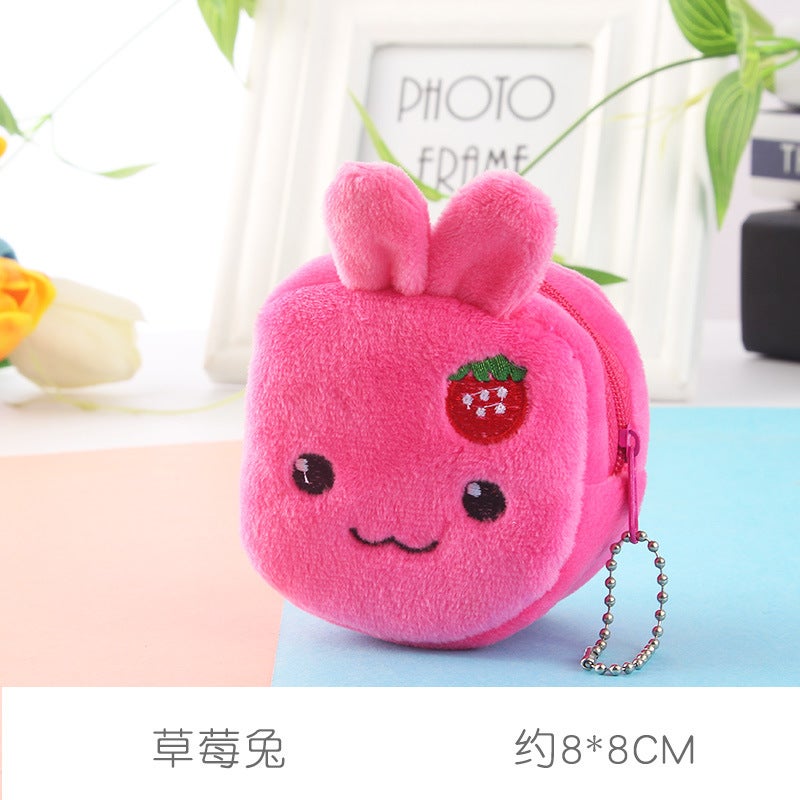 Cute Cartoon Plush Coin Purse for Girls Strawberry Rabbit 