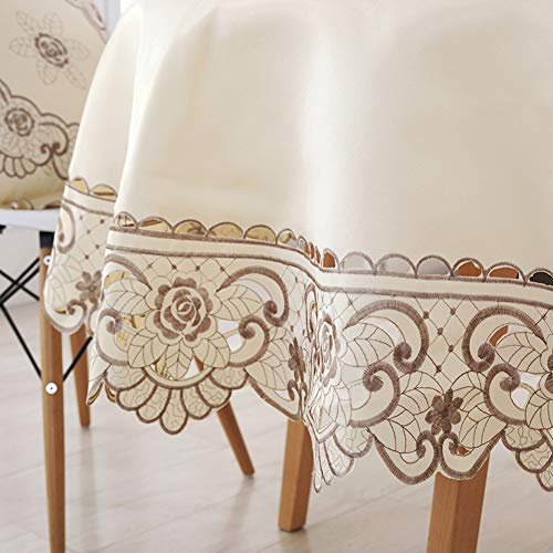 AMZALI Round Table Cloth Flower Lace Tablecloth Wrinkle Free & Stain Resistant Fabric Tablecloths Table Cover for Kitchen Dinner Outdoor and Indoor (Round 90 inch) - Image 3