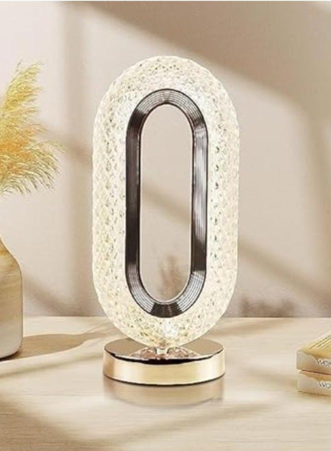 Executive LLC Crystal Modern Oval Light Lamp, Stepless Dimmable Touch Lamp with 3 Colors, Rechargeable Night Light with USB Port, Bedside Lamp for Nightstand Desk Bedroom Living Room Home Decor - Image 1