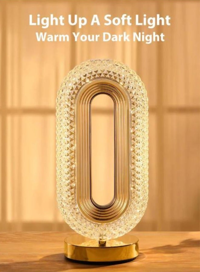 Executive LLC Crystal Modern Oval Light Lamp, Stepless Dimmable Touch Lamp with 3 Colors, Rechargeable Night Light with USB Port, Bedside Lamp for Nightstand Desk Bedroom Living Room Home Decor - Image 2