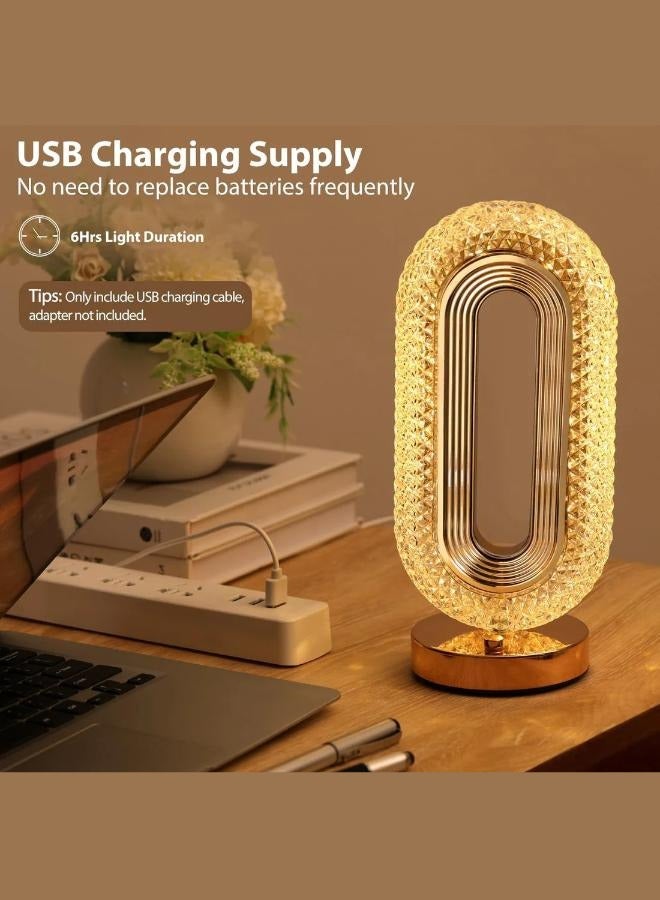 Executive LLC Crystal Modern Oval Light Lamp, Stepless Dimmable Touch Lamp with 3 Colors, Rechargeable Night Light with USB Port, Bedside Lamp for Nightstand Desk Bedroom Living Room Home Decor - Image 3