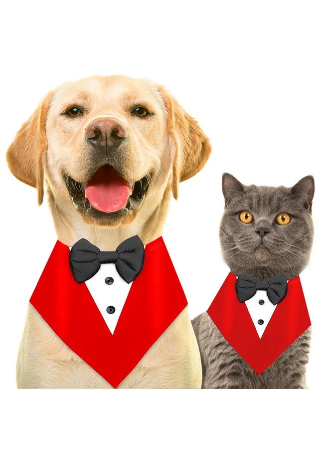 Buraq Pets Dog Tuxedo Bandana, Ideal for Dog Birthday Decorations, Adorable and Comfortable Pet Apparel (M - Red) - Image 1