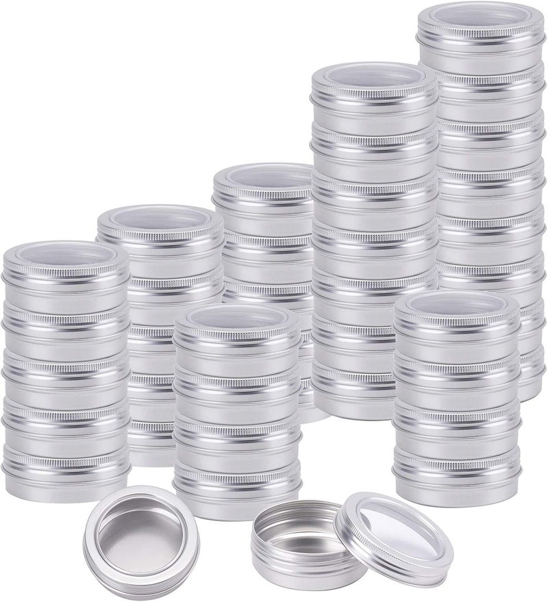 Levesica 20 Pack 2 Ounce Round Tin Cans Metal Empty Tins Silver Aluminum - Image 1