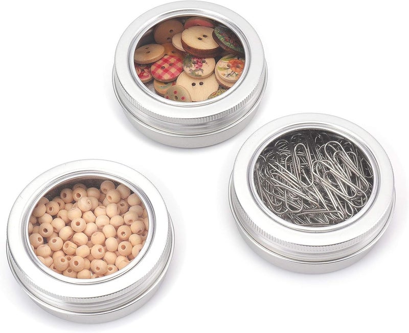 Levesica 20 Pack 2 Ounce Round Tin Cans Metal Empty Tins Silver Aluminum - Image 2