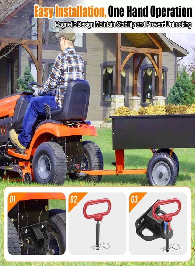 CAROD Zero Turn Mower Trailer Hitch with 1-1/4" Receiver, Strong Neodymium Magnetic Hitch Pin, 1/4" Thick Heavy Duty Steel Lawn Trailer Receiver Hitch Extender Extension Adapter with 5/8” Hitch Pin & Clip - Image 3