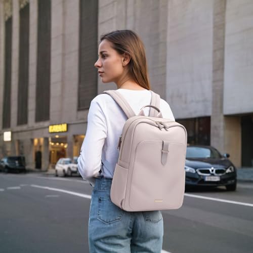 GOLF SUPAGS Laptop Backpack Purse for Women Fits 14 Inch Notebook Casual Daypack Work Travel College Bookbag Fashion Computer Bag (Grey Pinkish, 14 Inch) - Image 2