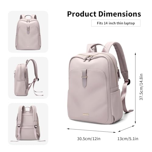 GOLF SUPAGS Laptop Backpack Purse for Women Fits 14 Inch Notebook Casual Daypack Work Travel College Bookbag Fashion Computer Bag (Grey Pinkish, 14 Inch) - Image 4