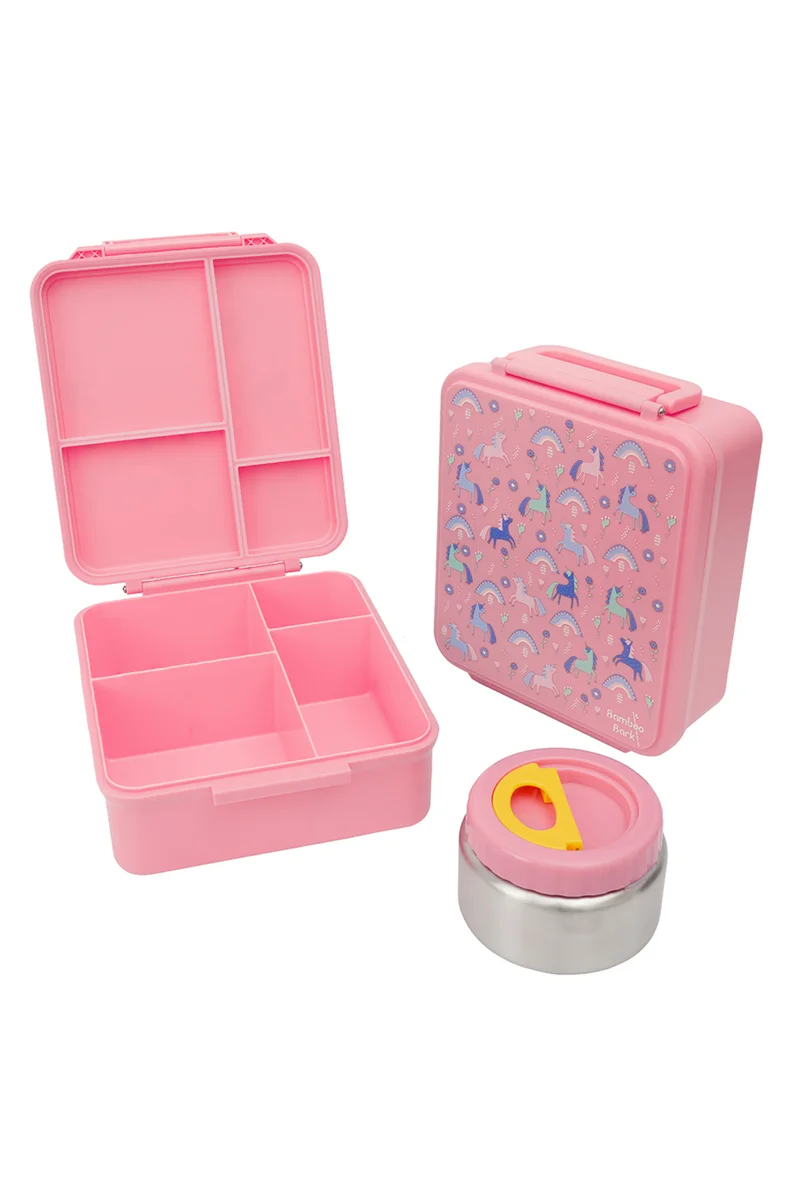 Bamboo Bark Bamboo Bark childrens kids large school lunch box, bento, snack box with compartments for kids, food jar included