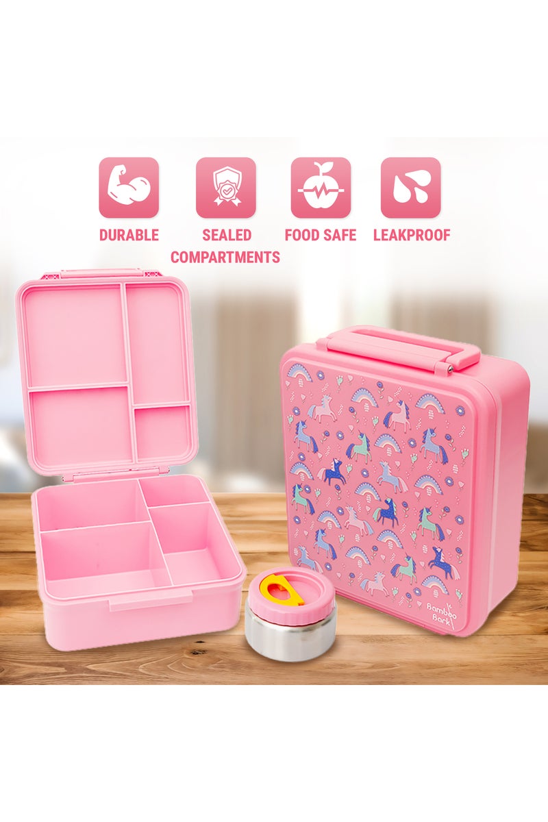 Bamboo Bark childrens kids large school lunch box, bento, snack box with compartments for kids, food jar included - Image 4