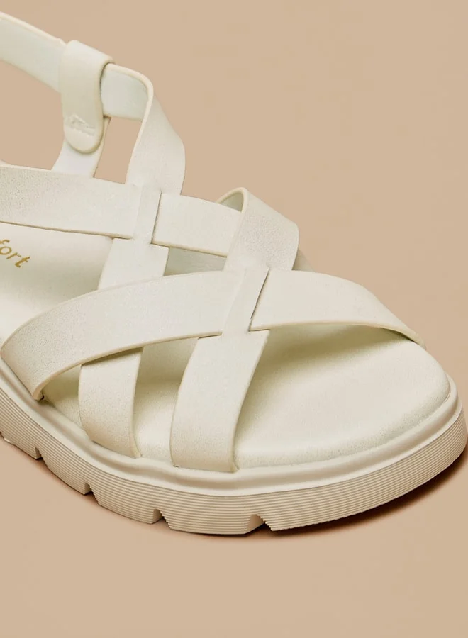 Le Confort Girls Strappy Sandals with Hook and Loop Closure