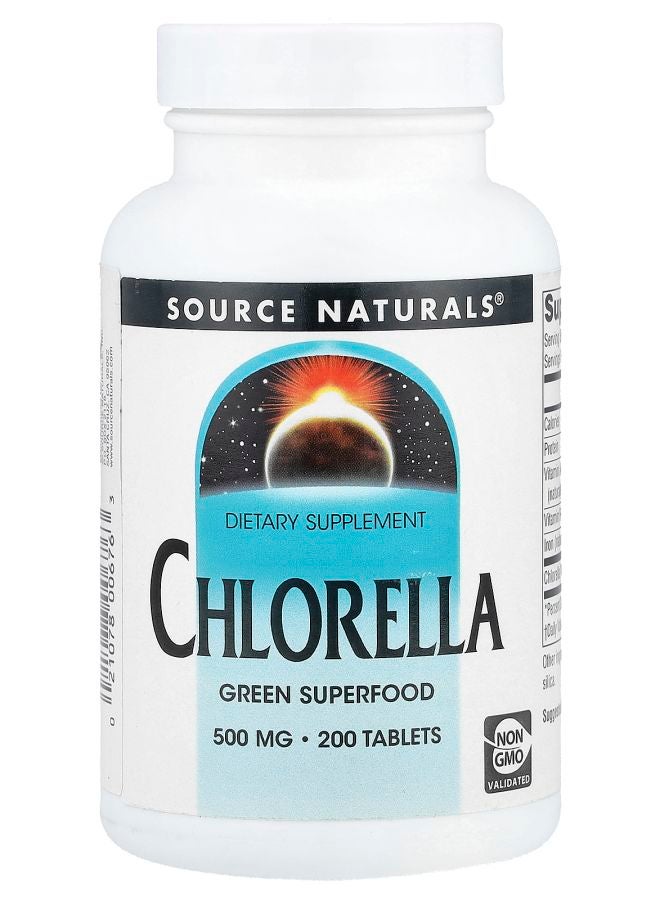 Source Naturals Chlorella 500 mg 200 Tablets (125 mg per Tablet)