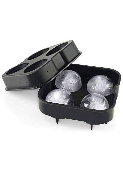 Styleys Styleys Ice Cube Trays Silicone Spherical 4 Round Ball Maker Mold with Lid Perfect Ice Spheres for Whiskey Lovers Cocktails (4 Round, S1297)  - Image 1