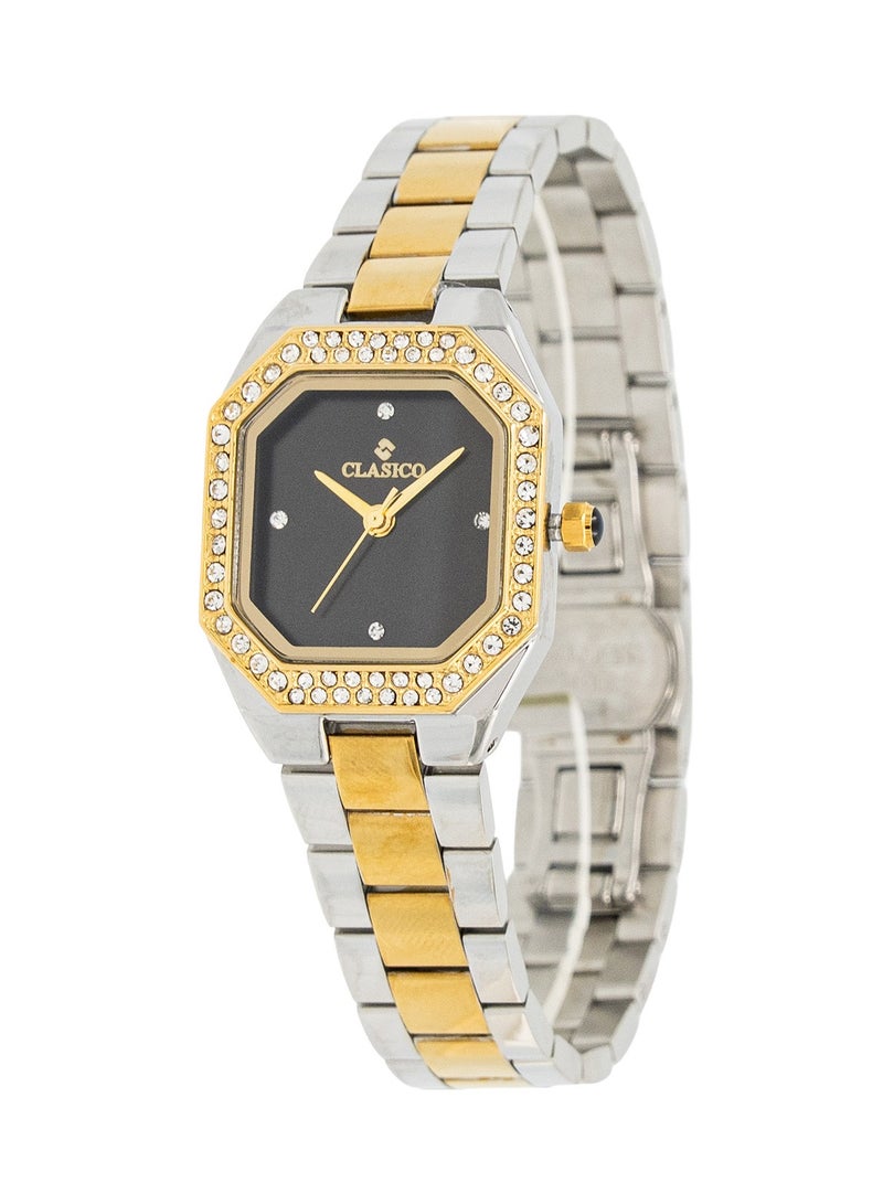 Clasico ساعة أنالوج نسائية دازل بريميوم 30 مم - لونين ذهبي وفضي - إطار مرصع بالكريستال - Image 2