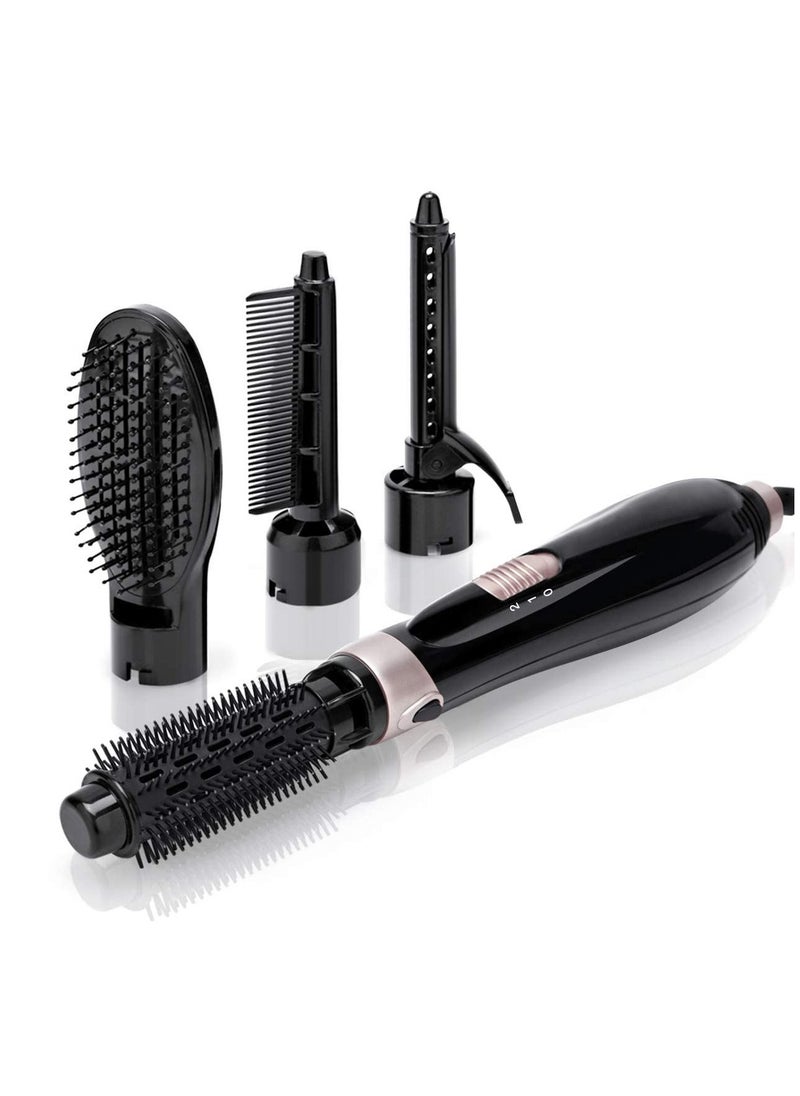 Y&D Hair Dryer Brush Hot for Styling Light Weight dryer Women 4 in 1 Air with 2 Speed Straightening Fringe Curler Black  - Image 1