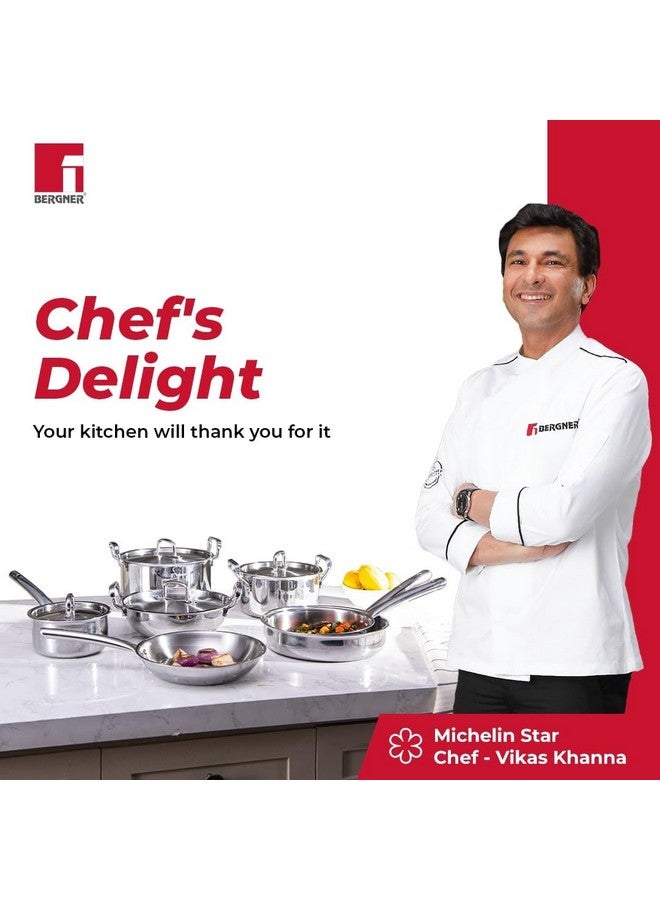 بيرجنر طاجن بيرجنر تريبرو ثلاثي الطبقات للطهي والتقديم، 20 سم، مع غطاء من الفولاذ المقاوم للصدأ، سعة 3.5 لتر، مع غطاء، وقاعدة حثية، وجاهز للاستخدام بالغاز (ضمان لمدة 5 سنوات من بيرجنر) - Image 4