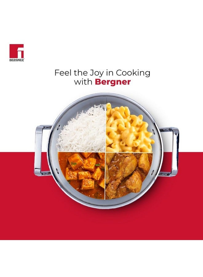 بيرجنر طاجن بيرجنر تريبرو ثلاثي الطبقات للطهي والتقديم، 20 سم، مع غطاء من الفولاذ المقاوم للصدأ، سعة 3.5 لتر، مع غطاء، وقاعدة حثية، وجاهز للاستخدام بالغاز (ضمان لمدة 5 سنوات من بيرجنر) - Image 3