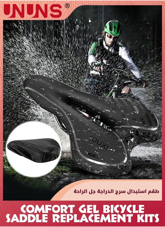 UNUNS Cycling Saddle,Comfortable Gel Bike Seat,Soft Bicycle Padded,Shock Absorbing Saddle Cushion,Breathable Seat For MTB Mountain Road Exercise Bike,With Mounting Wrench,Waterproof Cover  - Image 5