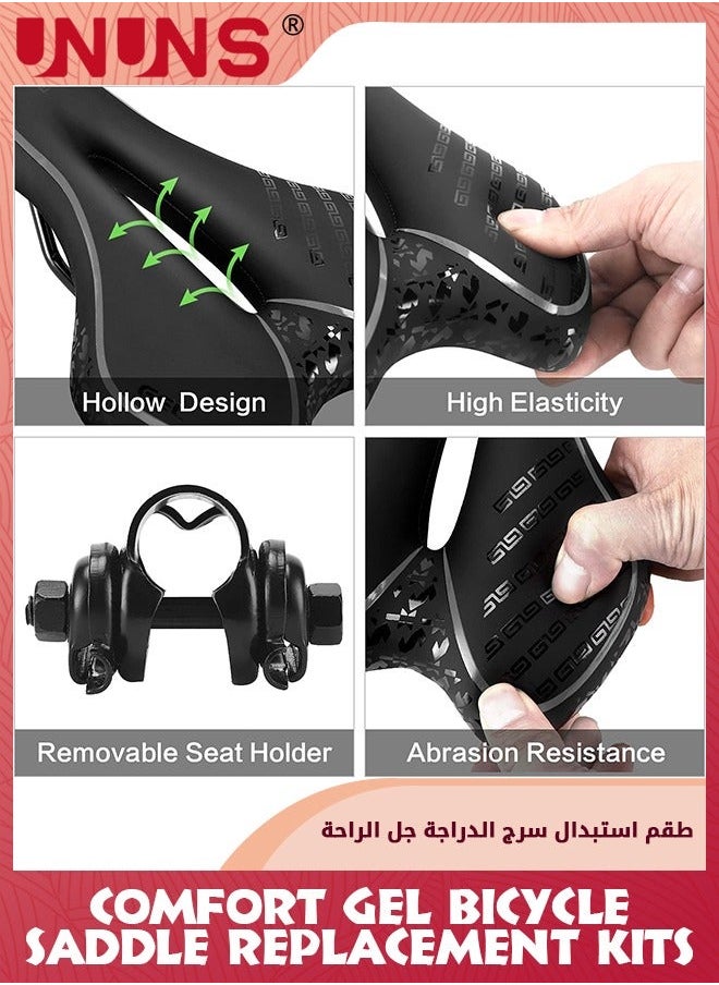 UNUNS Cycling Saddle,Comfortable Gel Bike Seat,Soft Bicycle Padded,Shock Absorbing Saddle Cushion,Breathable Seat For MTB Mountain Road Exercise Bike,With Mounting Wrench,Waterproof Cover  - Image 4