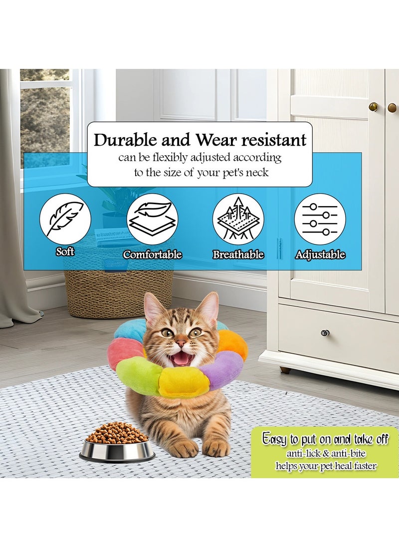 MAJIBAO - Pet recovery collar with soft fabric cotton, Cat neck cone after Surgery, Adjustable, Wound healing protective, Elizabethan collar for Anti-Scratch & Bite, Ideal for Small pets, 26cm (Multicolor) - Image 1