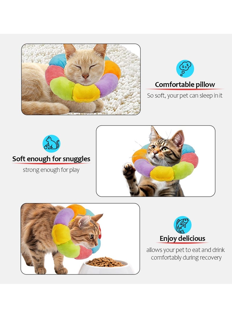 MAJIBAO - Pet recovery collar with soft fabric cotton, Cat neck cone after Surgery, Adjustable, Wound healing protective, Elizabethan collar for Anti-Scratch & Bite, Ideal for Small pets, 26cm (Multicolor) - Image 1