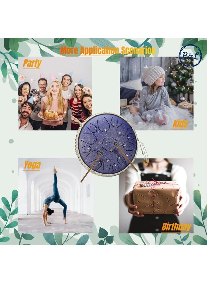 BURNING&LIN Steel Tongue Drum Tongue Drum 15 Notes 14 Inches Handpan Drum Percussion for Meditation Yoga Musical Education for Adult& Kids(Lotus Purple) - Image 5