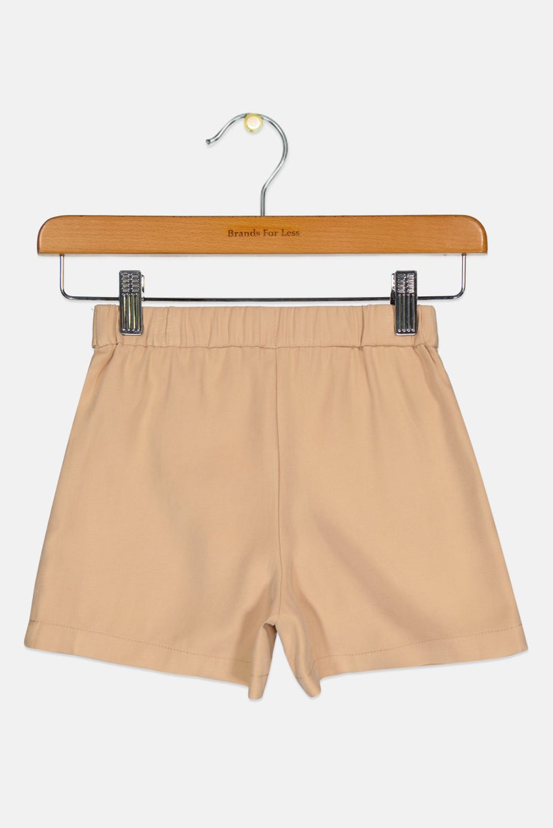 Michael Kors Kids Girl Regular Fit Plain Shorts, Beige - Image 3